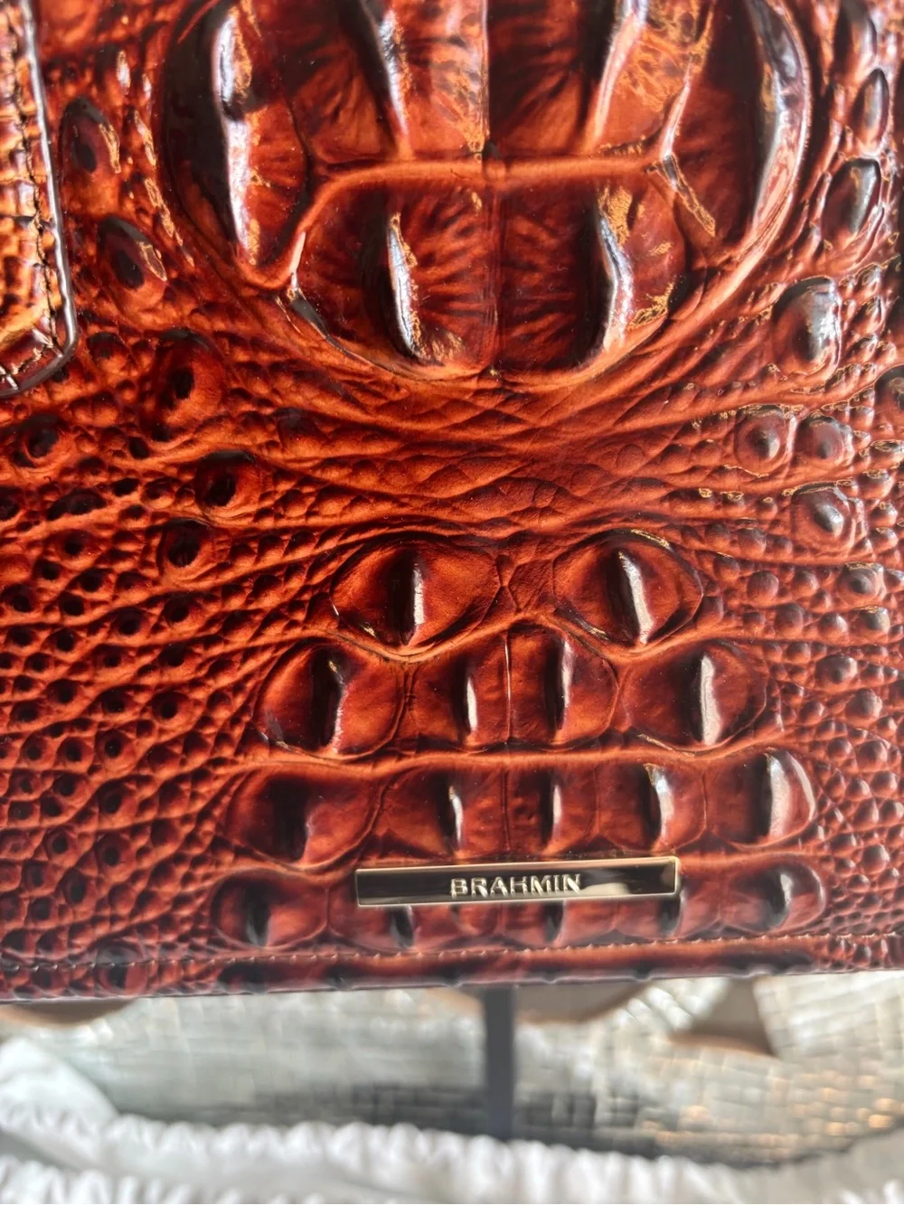 ⭐️Brahmin Deep Chestnut Croc-Embossed Satchel - Picture 3 of 12